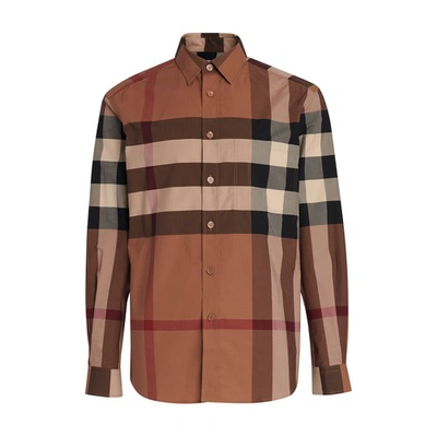 Shop Burberry Chadbury Shirt In Birch Brown Ip Chk