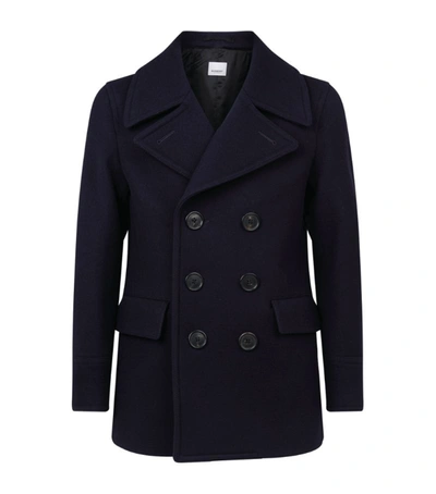 Shop Burberry Double-breasted Pea Coat In Blue