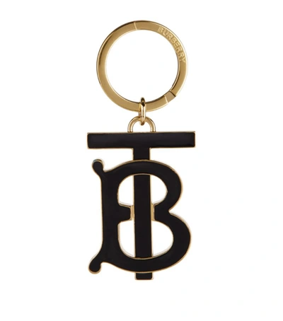 Shop Burberry Contrast Monogram Gold-plated Keyring