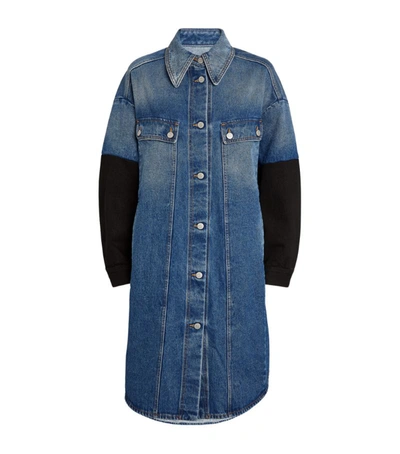 Shop Mm6 Maison Margiela Contrast-sleeves Denim Jacket Dress