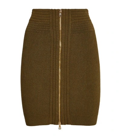 Shop Balmain Zip-up Knitted Mini Skirt