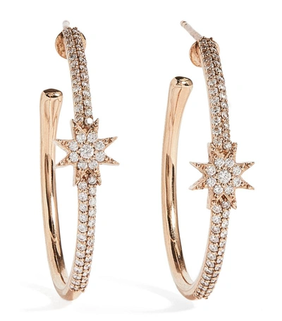 Shop Bee Goddess Rose Gold And Diamond Venus Star Hoop Earrings