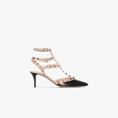Shop Valentino Black And Neutral Rockstud 65 Leather Pumps