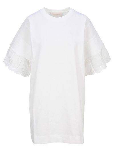 Shop See By Chloé See By Chloe Butterfly T-shirt Dress In White Powder