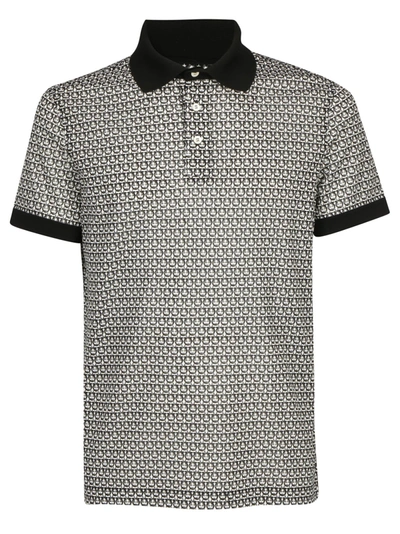 Shop Ferragamo Polo Shirt In Off White/black