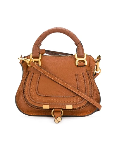 Shop Chloé Mini Double Carry Bag In M Tan