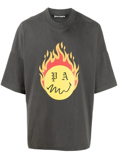 Shop Palm Angels Burning Head Print T-shirt In Black