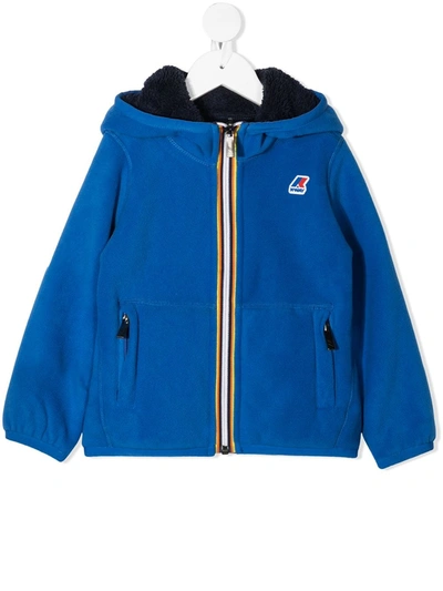 Shop K-way Shearling-lined Zipped Hooded Jacket In Blue