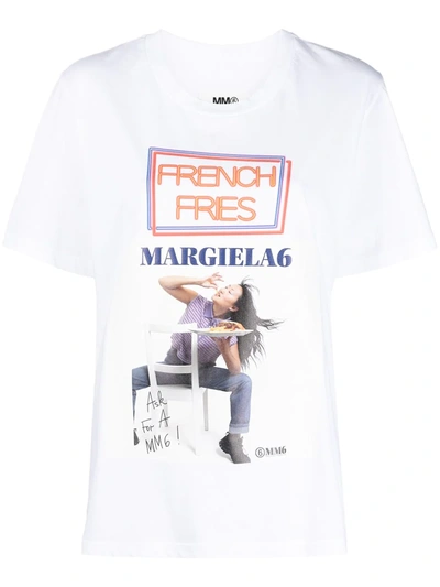 Shop Mm6 Maison Margiela Photographic-print Logo T-shirt In White