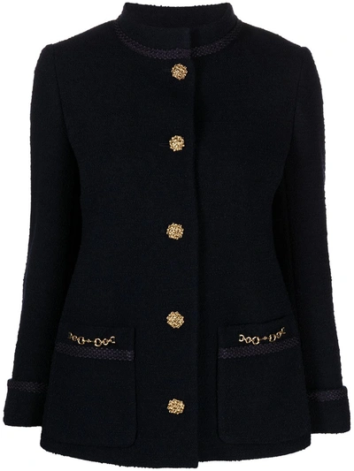 Shop Gucci Horsebit-embellished Wool-blend Jacket In Blue