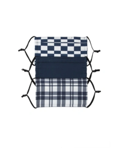 Shop Frye Adult 3-pk Plaid And Stripe Print 6 Face Mask Set In Navy Multi