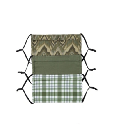 Shop Frye Adult 3-pk Plaid And Stripe Print Face Mask Set In Fatigue Multi