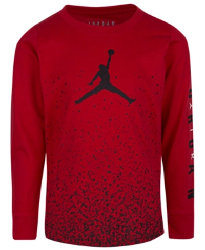 Shop Jordan Little Boys Ombre Speckle Logo Long Sleeve T-shirt In Red