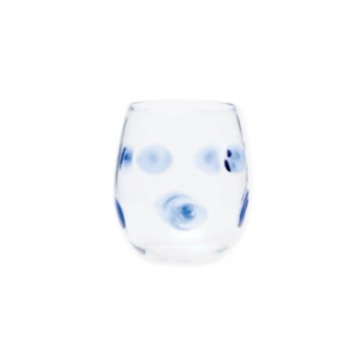 Vietri Drop Blue Stemless Wine Glass In Blue