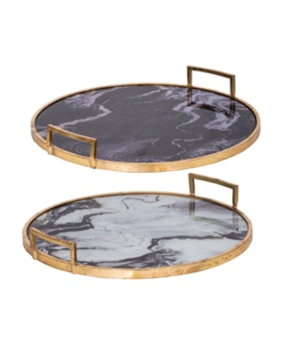 Shop Ab Home Decorative Trays, Set Of 2 In Gold