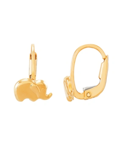 Shop Macy's Childrens Tiny Elephant Earrings In 10k Yellow Gold