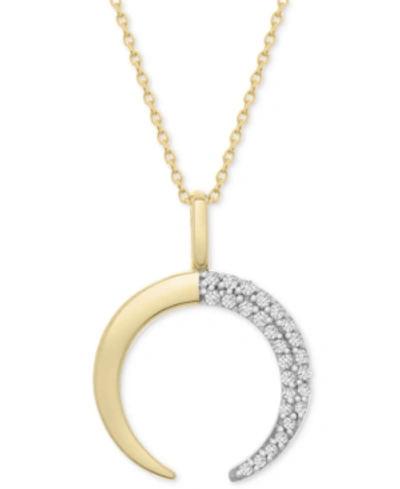 Shop Wrapped Diamond Crescent Moon 20" Pendant Necklace (1/10 Ct. T.w.) In 14k Gold, Created For Macy's In 14k Yellow Gold