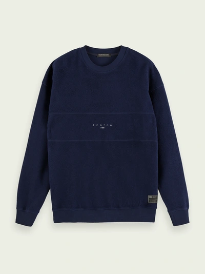 Shop Scotch & Soda Brushed Cotton-blend Long Sleeve Sweatshirt In Blue