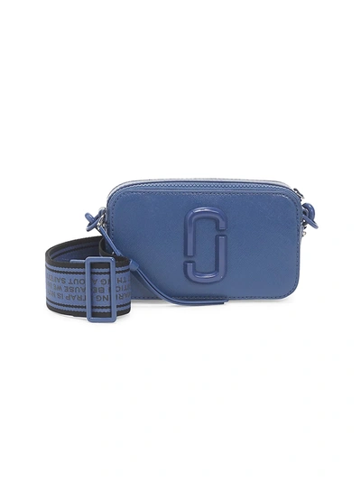 Shop The Marc Jacobs The Snapshot Dtm Coated Leather Camera Bag In Hudson River Blue