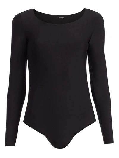 Shop Commando Butter Long-sleeve Bodysuit In Black