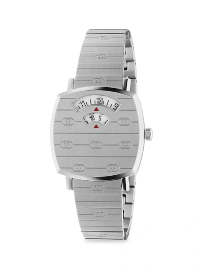 Shop Gucci Square Stainless Steel Bracelet Watch In Silver