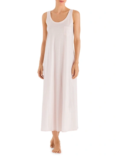 Shop Hanro Women's Cotton Deluxe Long Tank Gown In Crystal Pink