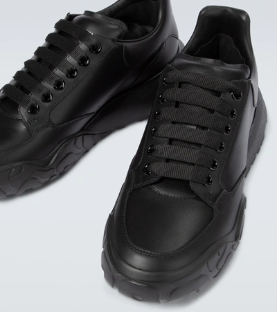 Shop Alexander Mcqueen Court Leather Sneakers In Black