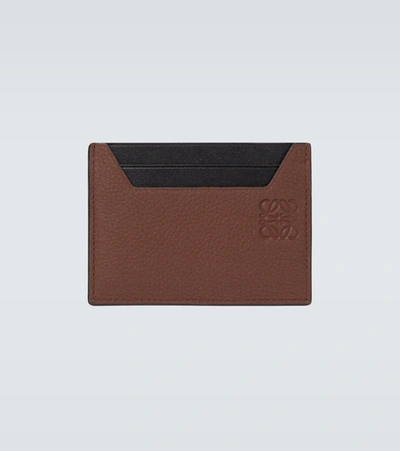 Shop Loewe Grained Leather Cardholder In Brown