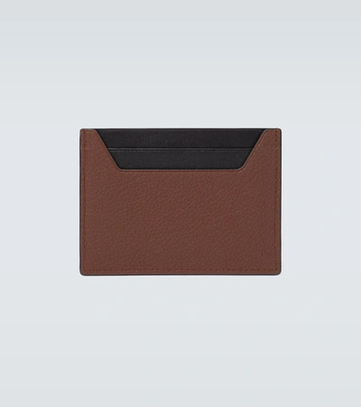 Shop Loewe Grained Leather Cardholder In Brown