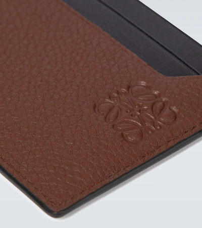 Shop Loewe Grained Leather Cardholder In Brown