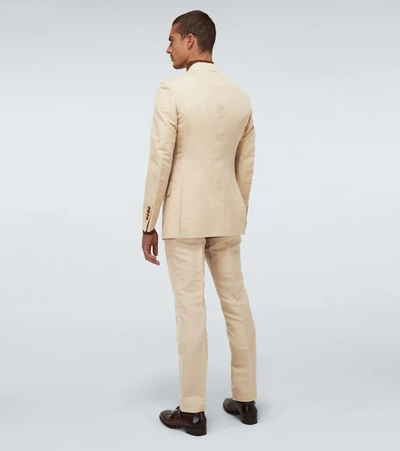 Shop Tom Ford Shelton Cotton And Silk-blend Suit In Beige