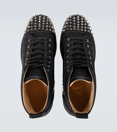 Shop Christian Louboutin Lou Spikes Orlato Sneakers In Black
