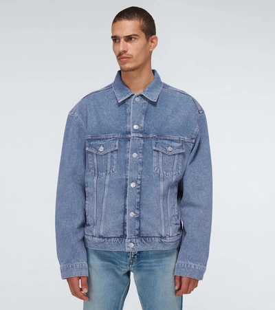Shop Balenciaga Large-fit Denim Jacket In Blue