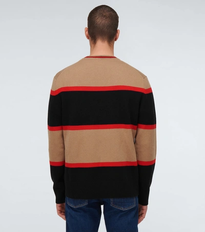 Shop Burberry Garratt Striped Wool-cashmere Sweater In Neutrals