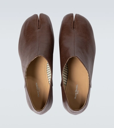 Shop Maison Margiela Tabi Babouche Leather Loafers In Brown