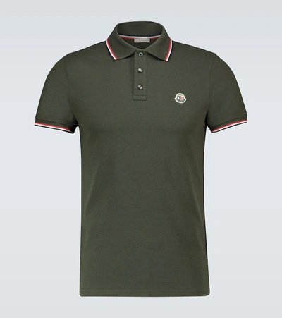 Shop Moncler Cotton Polo Shirt In Green