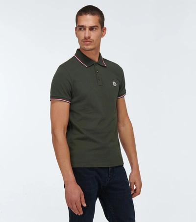 Shop Moncler Cotton Polo Shirt In Green