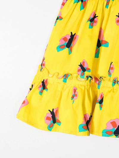 Shop Stella Mccartney Butterfly-print Ruffled Skirt In Yellow