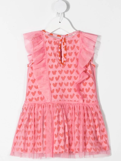 Shop Stella Mccartney Heart-print Ruffle-trim Dress In Pink