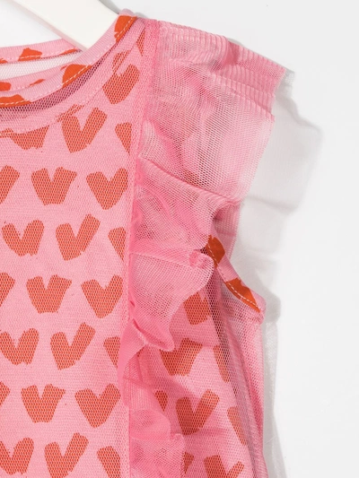 Shop Stella Mccartney Heart-print Ruffle-trim Dress In Pink