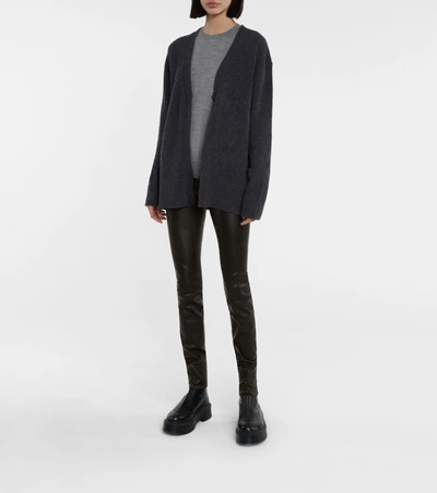 The Row Moto Stretch-leather Leggings In Black