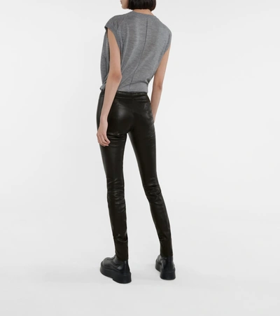 The Row Moto Stretch-leather Leggings In Black