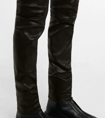 The Row Moto Stretch-leather Leggings In Black