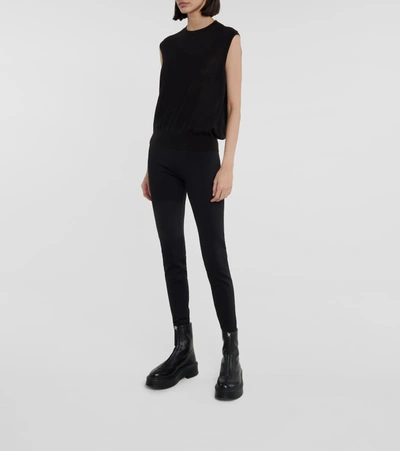 Black Woolworth high-rise scuba leggings, The Row