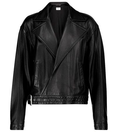 Shop Saint Laurent Leather Jacket In Black