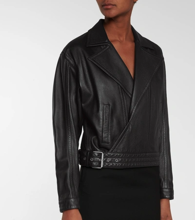 Shop Saint Laurent Leather Jacket In Black