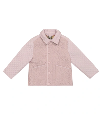 Shop Burberry Monogram Quilted Jacket In Pink