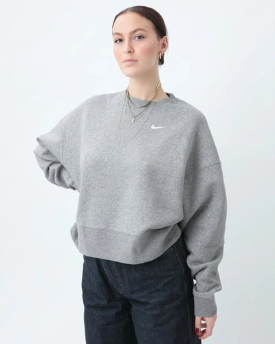 Nike Trend Fleece Cropped Crew Neck Sweatshirt In Gray Heather-grey |  ModeSens