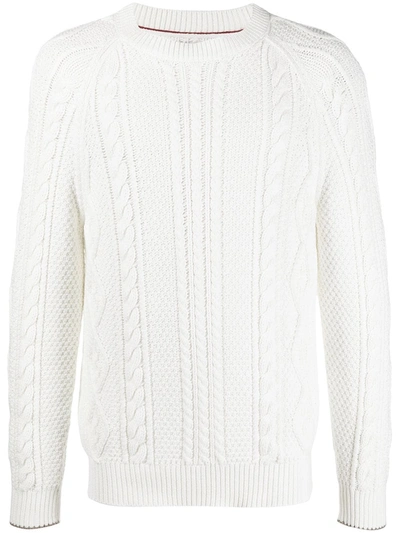 Shop Brunello Cucinelli Cable-knit Jumper In White