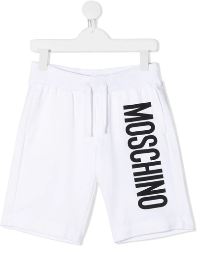 Shop Moschino Logo-print Knee-length Track Shorts In White